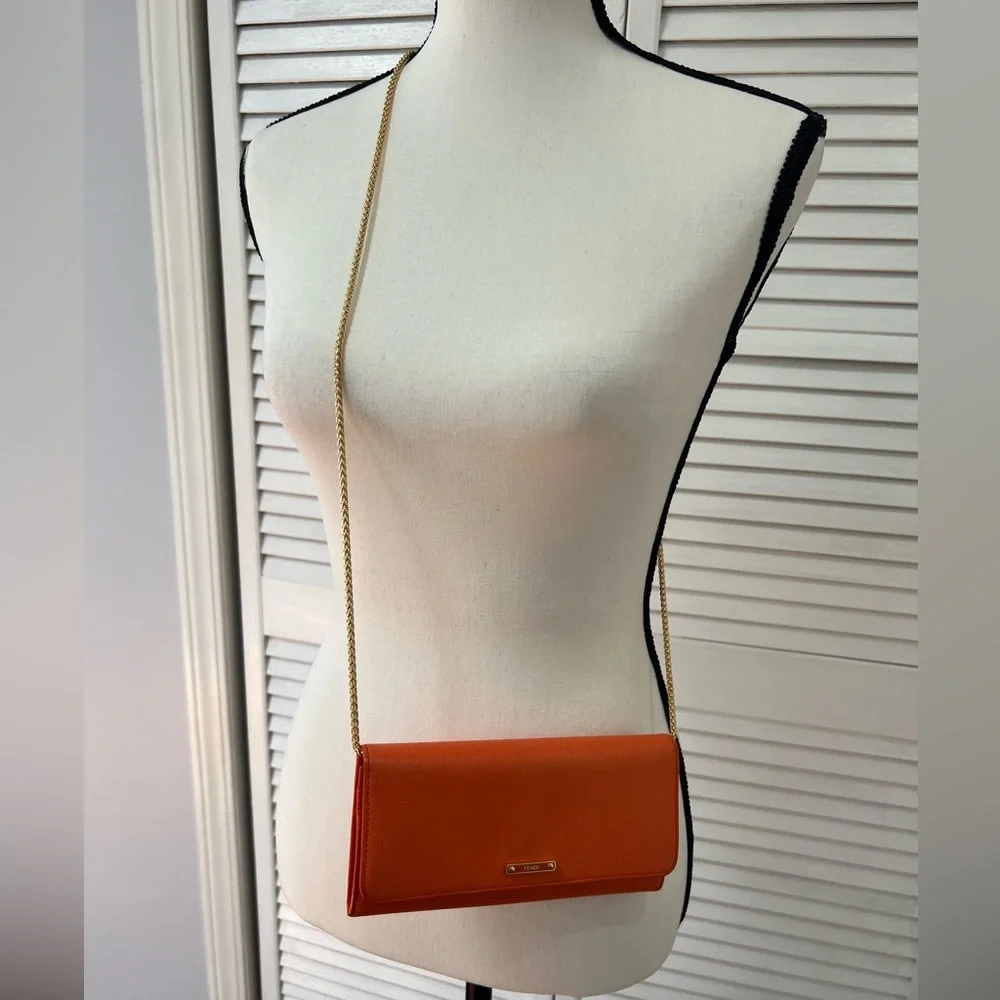EUC Fendi Tangerine Continental Leather Wallet